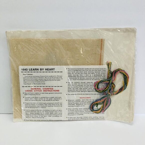 Vintage Cross Stitch Kit 1643 The Creative Circle Learn by Heart - Picture 3 of 3